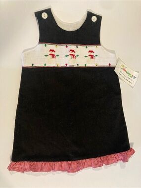 NEW - Wish Upon A Star - Smocked Snowman Dress with Red Gingham Accents - Size 4